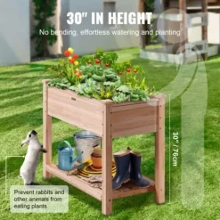 Højbeds plantekasse, 86x46x76 cm, naturtræ, træ