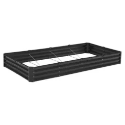 Højbeds plantekasse, 240x120x28 cm, mørkegrå, metal