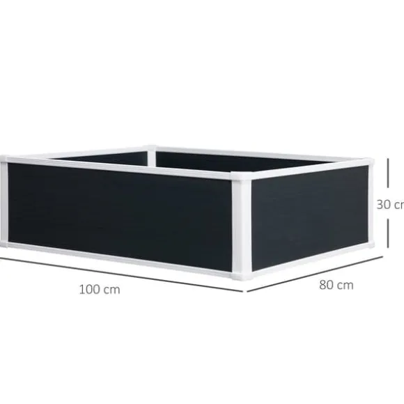 Højbedsplantekasse, 100x80x30 cm, Grå, Plastik