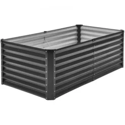 Højbedsplantekasse, 180x89,5x60 cm, Mørkegrå, Metal