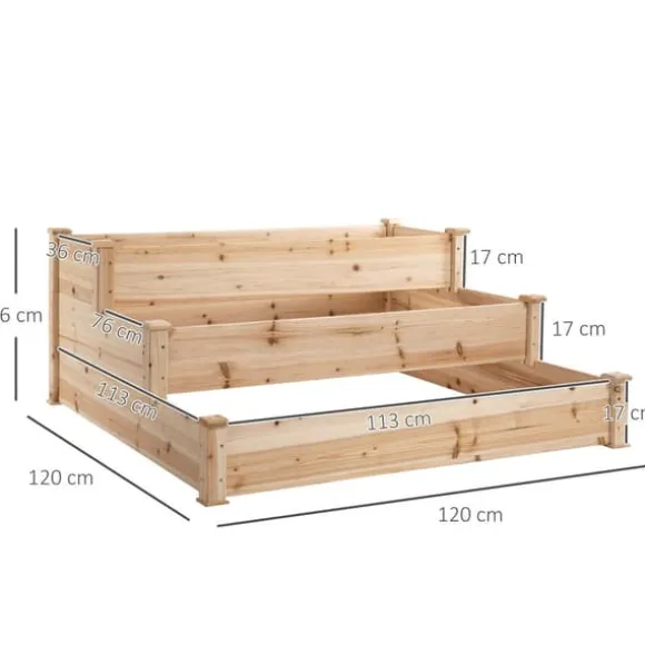 Højbedsplantekasse, 124x124x56 cm, Natur