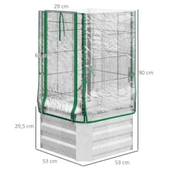 Højbedssæt 53x53x90 cm med plastovertræk & espalier – plantekasse til have/balkon