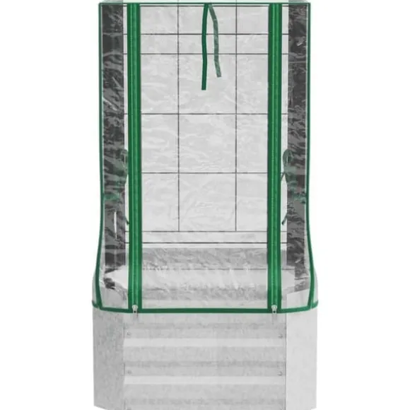 Højbedssæt 53x53x90 cm med plastovertræk & espalier – plantekasse til have/balkon