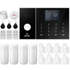Hjemmealarmsystem, Smart Home Integration, Trådløs Sikkerhedsløsning,4G WiFi Kit E, EU Stik
