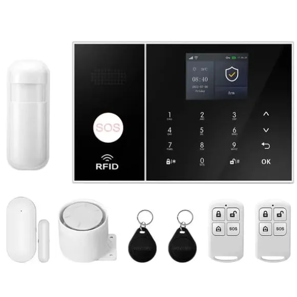 Hjemmealarmsystem, Smart Home Integration, Real-Time Advarsler,2G GSM WiFi Kit A, EU Stik