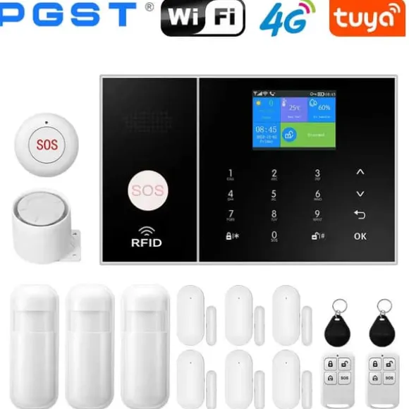 Hjemmealarmsystem, trådløs forbindelse, mobilappkontrol,EU stik, D-4G