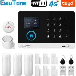 Hjemmesikkerhedsalarm System, WiFi Kontrol, Stemmesupport Kompatibel,EU-stik-b, D