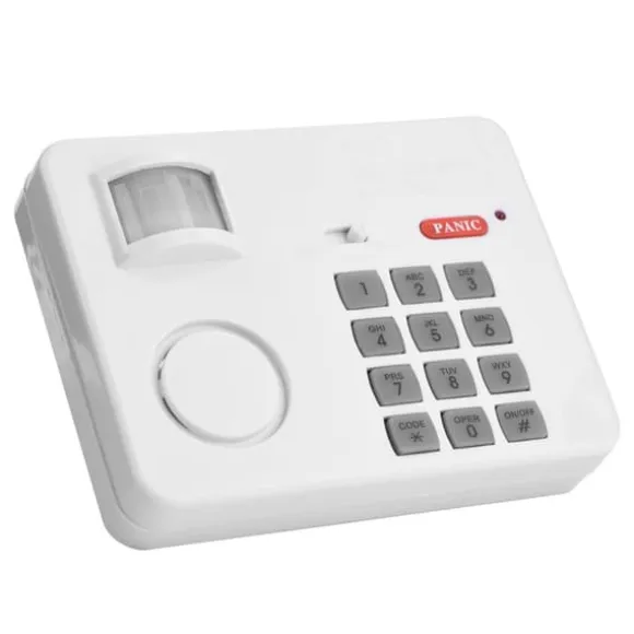 Hjemmesikkerhedsalarmsystem med trådløs PIR-bevægelsessensor og fjernbetjening med tastatur
