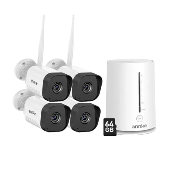 Hjemmesikkerhedskamera, 5MP opløsning, nattevisionskapacitet, I71GK 4 stk med 64G