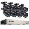 Hjemmesikkerhedssystem, H265+ DVR, Natvision,8CH DVR med 8 kameraer-a, 1T