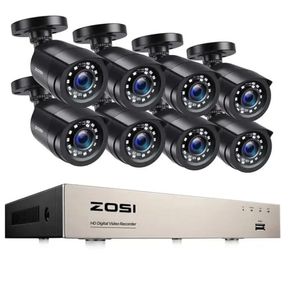 Hjemmesikkerhedssystem, H265+ DVR, Natvision,8CH DVR med 8 kameraer-a, 1T