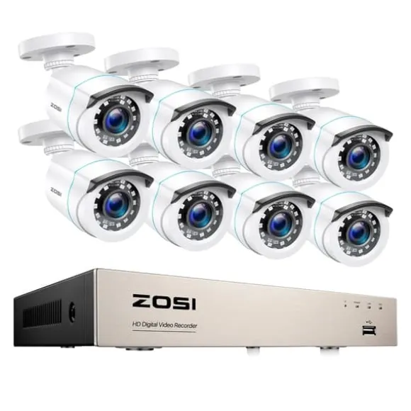 Hjemmesikkerhedssystem, H265+ DVR, Natvision,1T, 8CH DVR med 8 kameraer