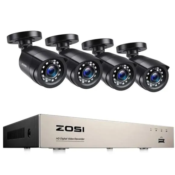 Hjemmesikkerhedssystem, H265+ DVR, Natvision,8CH DVR med 4 kameraer-a, 1T
