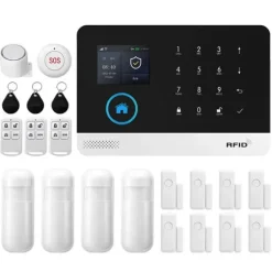 Hjemmesikkerhedssystem, trådløs betjening, smart home integration,EU Stik, 4G WiFi Kit E
