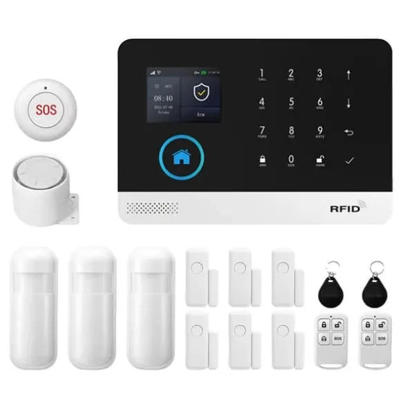 Hjemmesikkerhedssystem, trådløs betjening, smart home integration,4G WiFi Kit D, EU Stik