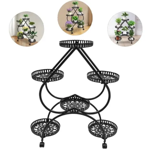 Hjerteformet Planteholder, 6 Potters Kapacitet, Holdbar Jernkonstruktion, Pladsbesparende Design