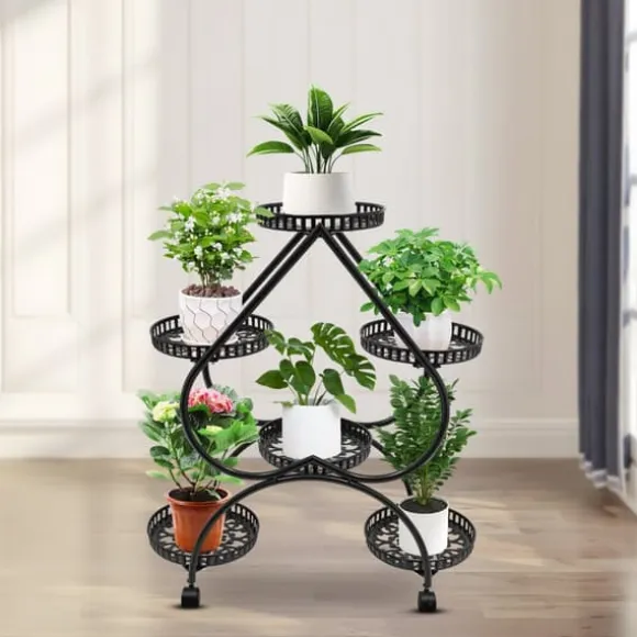 Hjerteformet Planteholder, 6 Potters Kapacitet, Holdbar Jernkonstruktion, Pladsbesparende Design