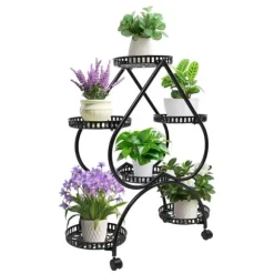 Hjerteformet plantestativ - Blomsterstativ - 6 hylder - Jern - 4 hjul (2 med bremse) - 7,5 kg pr. hylde