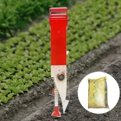 Håndholdt gødningsspreder, enkeltcylindret, til frugtplantager og køkkenhave, rød