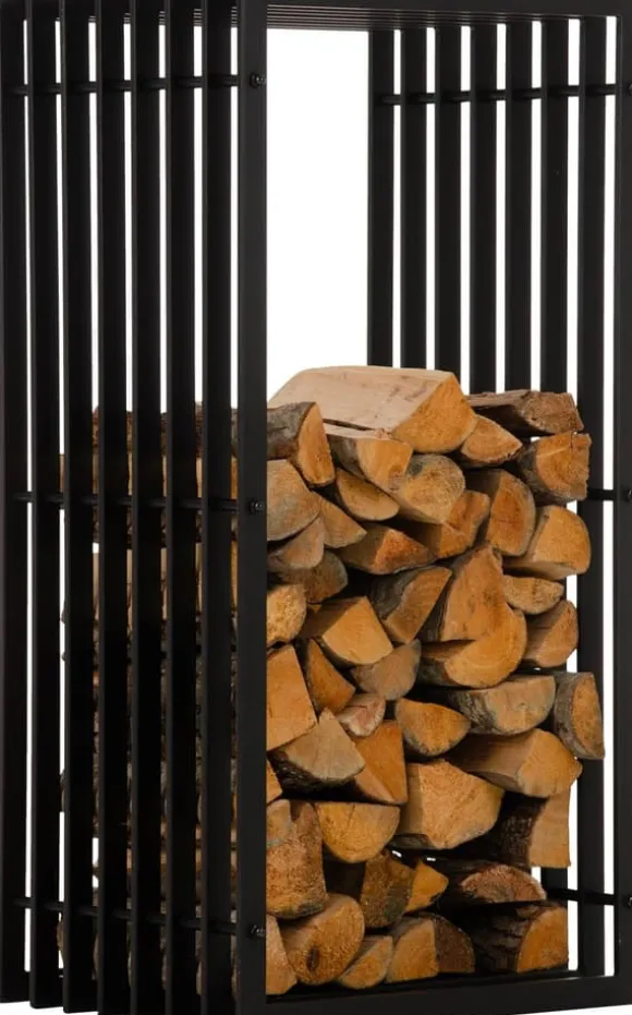 Håndlavet KaminhoodTrek - Firewood Storage - Holdbart metal, stilfuld sort finish | Størrelse: 40x50x100 cm