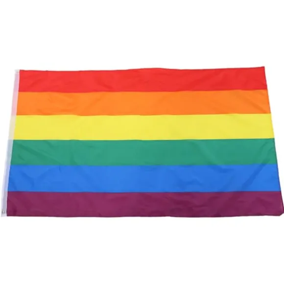 Håndviftende Regnbueflag Banner Polyester Gay Pride Lesbisk Flag med Øjer