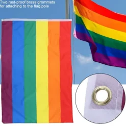 Håndviftende Regnbueflag Banner Polyester Gay Pride Lesbisk Flag med Øjer
