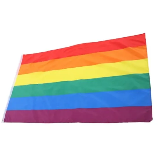 Håndviftende Regnbueflag Banner Polyester Gay Pride Lesbisk Flag med Øjer