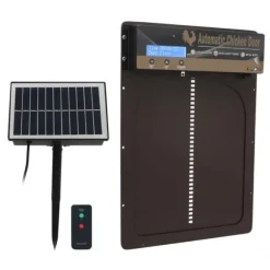 Hønsegårdsdør med solcelle-fjernbetjening - Automatisk lyssensor-timer - Ideel til avlsfarme