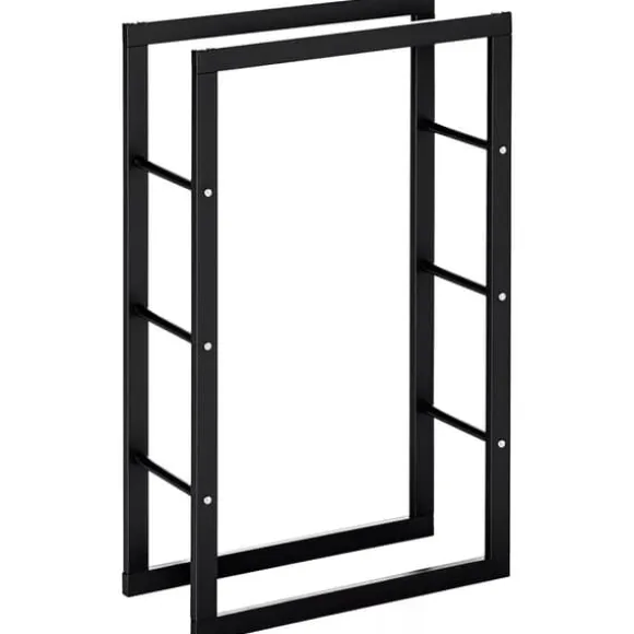 HOMCOM Brændestativ - Sort Metal, L60 x B25 x H100 cm, op til 100 kg