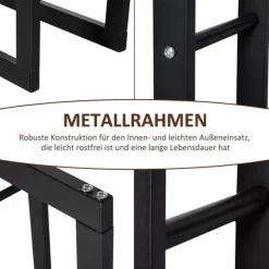 HOMCOM Brændestativ - Sort Metal, L60 x B25 x H100 cm, op til 100 kg