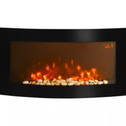 HOMCOM Elektrisk Vægpejs - Sort Metal og Sikkerhedsglas - 89,2 x 13,5 x 48cm