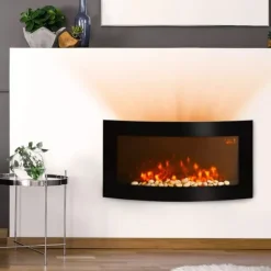 HOMCOM Elektrisk Vægpejs - Sort Metal og Sikkerhedsglas - 89,2 x 13,5 x 48cm