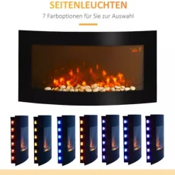 HOMCOM Elektrisk Vægpejs - Sort Metal og Sikkerhedsglas - 89,2 x 13,5 x 48cm