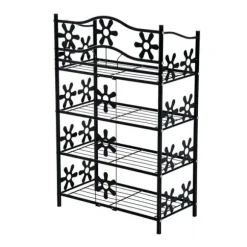 HOMCOM Plantestativ i Metal, 4 Etager, Sort, 59,5x30x92cm