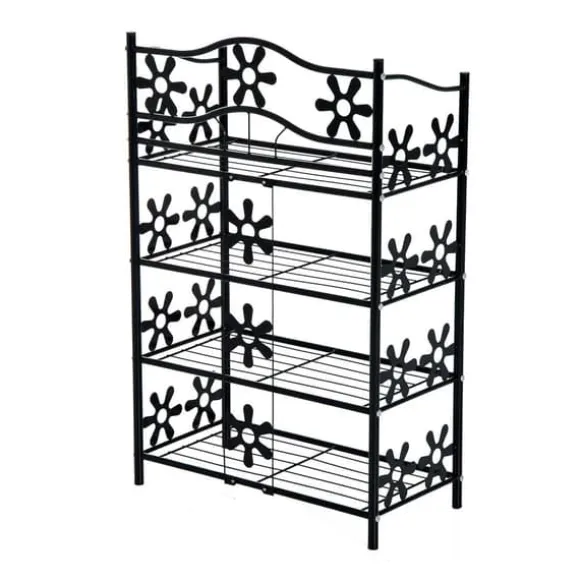 HOMCOM Plantestativ i Metal, 4 Etager, Sort, 59,5x30x92cm