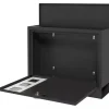 HOMCOM Postkasse Sort Metal M. Aviskasse Vindue 36,5x11,5x29cm