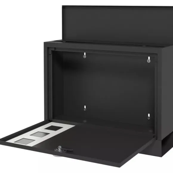HOMCOM Postkasse Sort Metal M. Aviskasse Vindue 36,5x11,5x29cm