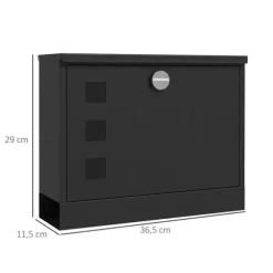 HOMCOM Postkasse Sort Metal M. Aviskasse Vindue 36,5x11,5x29cm
