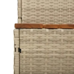 Hot Tub Trin i Polyrattan og Akacietræ - Sikker Ind- og Udstigning | Farve: Beige | Størrelse: 50x50x50,5 cm