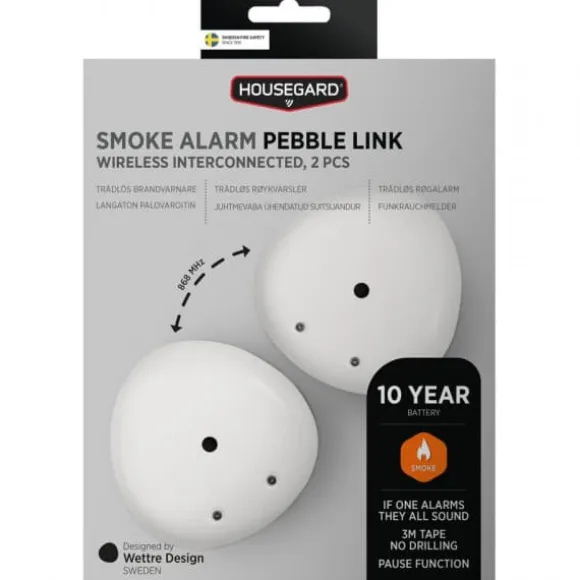 Housegard Pebble Link trådløs brandalarm, 2 stk.