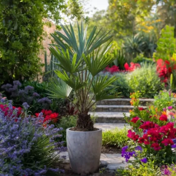 Hørpalme - Sæt med 2 - Trachycarpus Fortunei - Højde 35-45cm - ⌀15cm