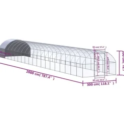 Huse & bure til små dyr - Living hønsehus 3x20x2 m galvaniseret stål