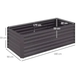 Hævet Havebed, 180x90x59 cm, Mørkegrå