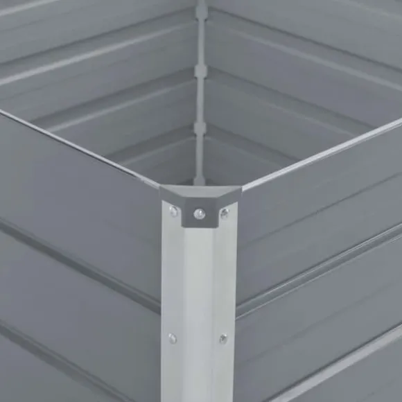 Hævet havekasse i galvaniseret stål - Dyb og robust | Størrelse: 100x100x77 cm | Farve: Grå