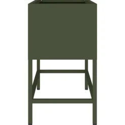 Hævet havekrukke i stål - Rektangulær og stilren | Farve: Olivengrøn | Størrelse: 60 x 26 x 45 cm