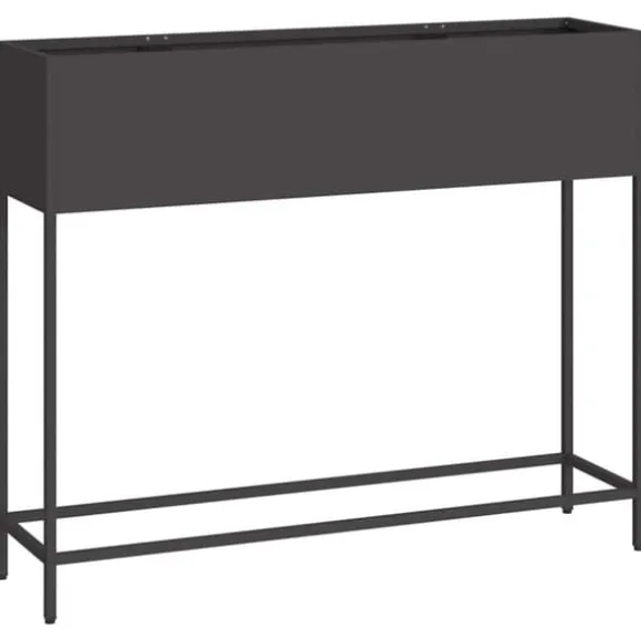 Hævet haveplantekasse i stål - Rektangulær design | Størrelse: 100x26x82 cm | Farve: Sort
