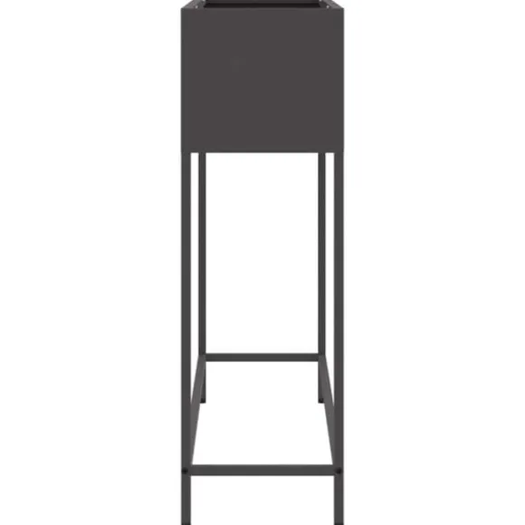 Hævet haveplantekasse i stål - Rektangulær design | Størrelse: 100x26x82 cm | Farve: Sort