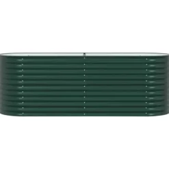 Hævet højbede i stål - Plantekasse til have | Størrelse: 240x80x81 cm | Farve: Grøn
