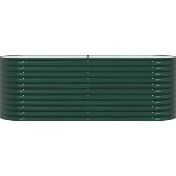 Hævet højbede i stål - Plantekasse til have | Størrelse: 240x80x81 cm | Farve: Grøn