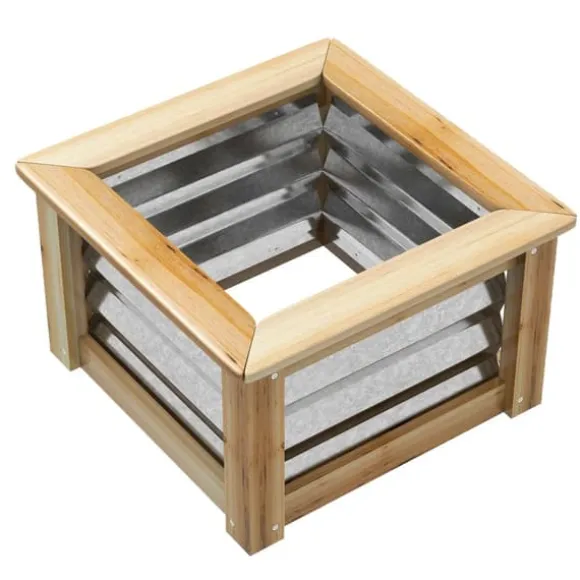 Hævet plantebed, 45x45x30 cm, Sølv,Natur